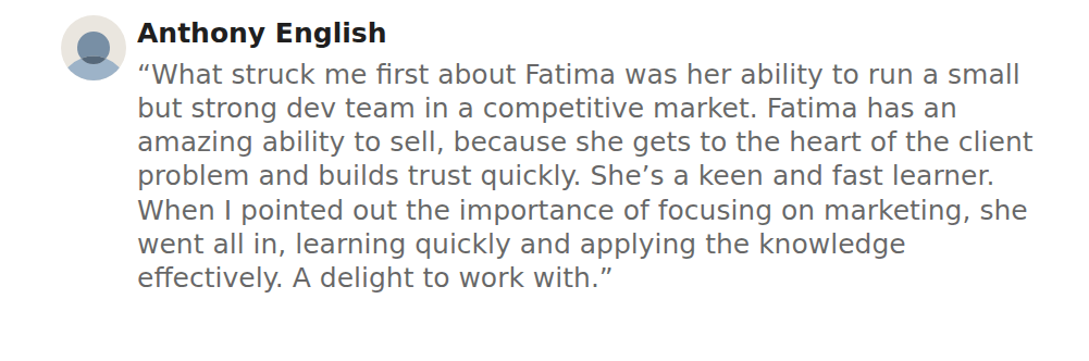 Recommendation from Anthony English